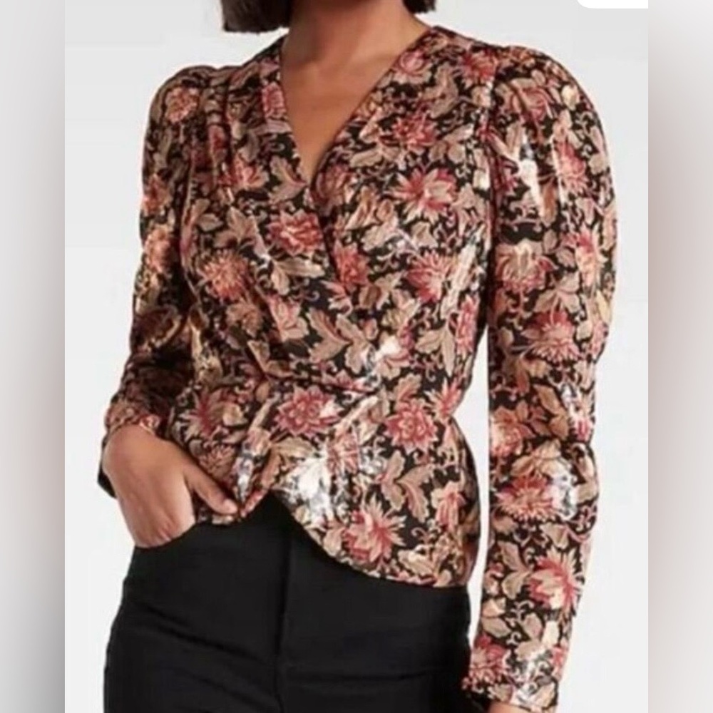 Express Floral Blouse in Black and Pink